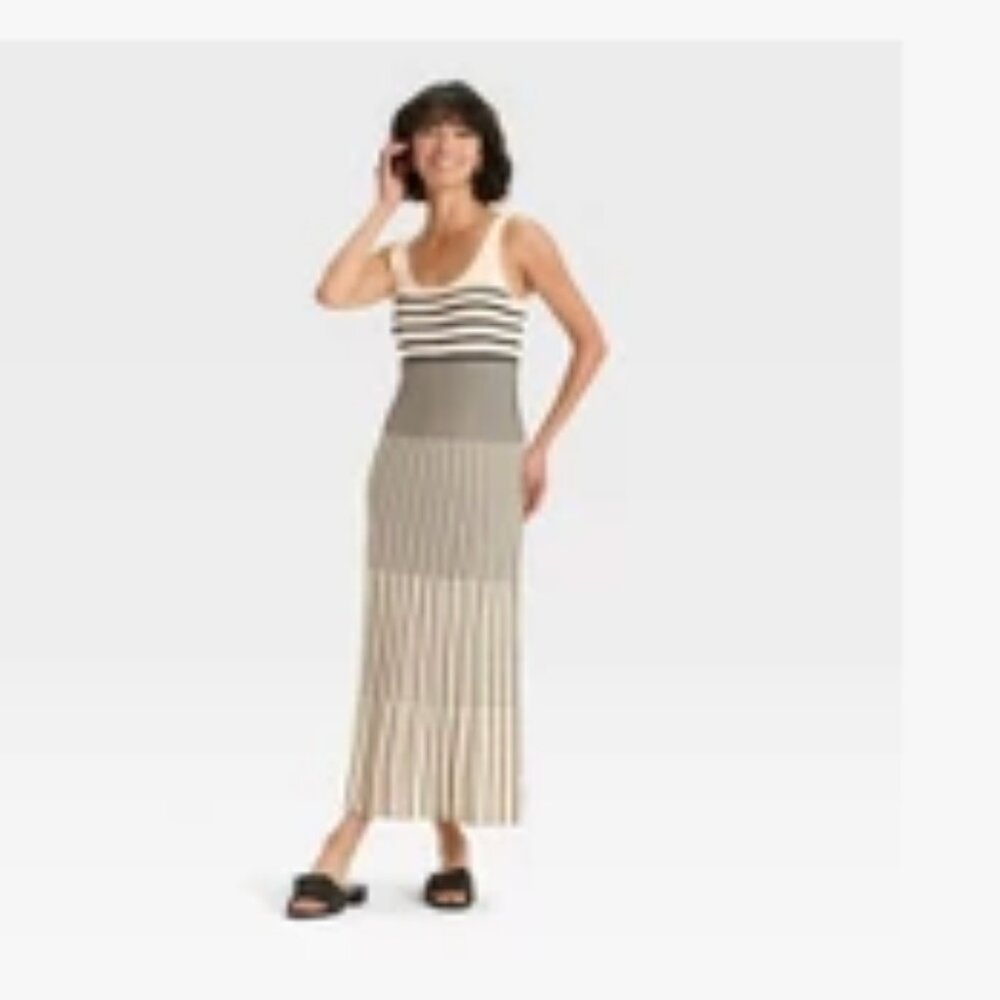 Target Women's Maxi Sweater Dress - A New Day™ Black/Cream, Medium
